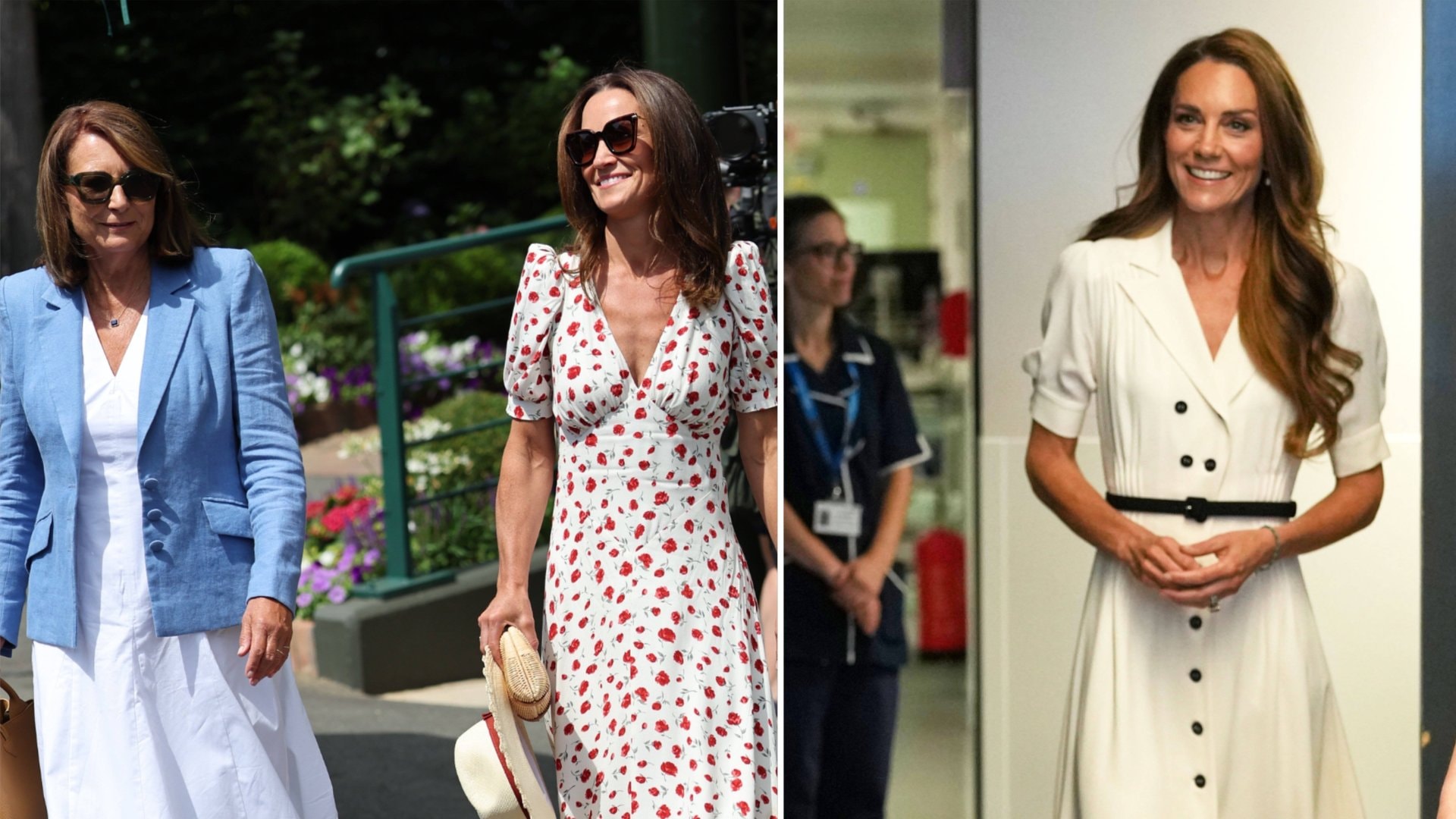 Carole (l.) und Pippa Middleton strahlten in Wimbledon, Prinzessin Kate hatte in einer Klinik einen ernsteren Besuch.