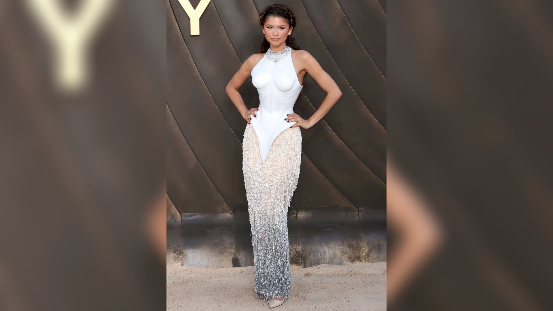 Zendaya bei der Londoner «Odyssey»-Premiere in ihrem Kleid aus Paris.