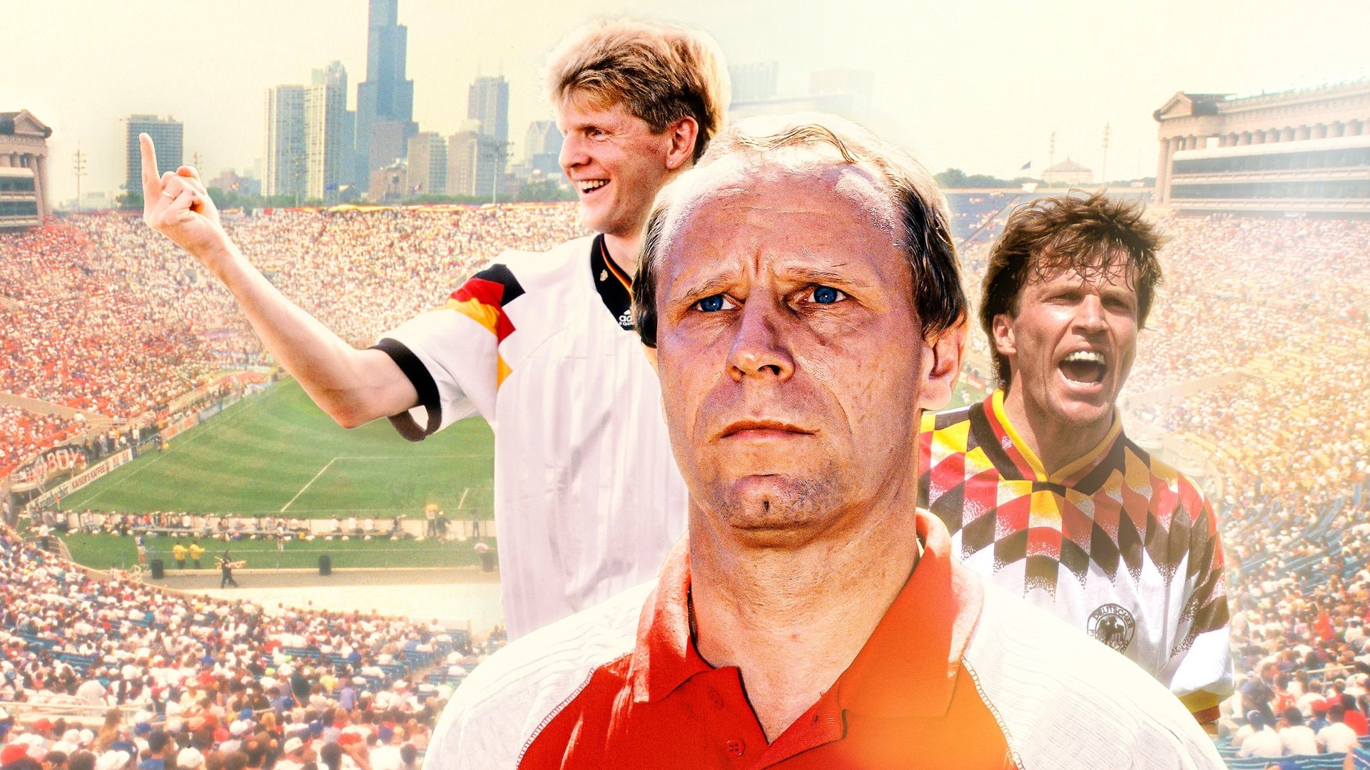 Berti Vogts muss während der WM 1994 zahlreiche Krisen innerhalb der deutschen Mannschaft bewältigen, zu sehen in der Doku-Serie «WM 1994 - Elf Helden, ein Albtraum» im Ersten.