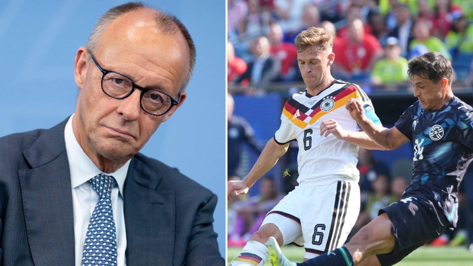 Friedrich Merz (li.) hat sich erneut zum WM-Aus der deutschen Nationalmannschaft geäussert.