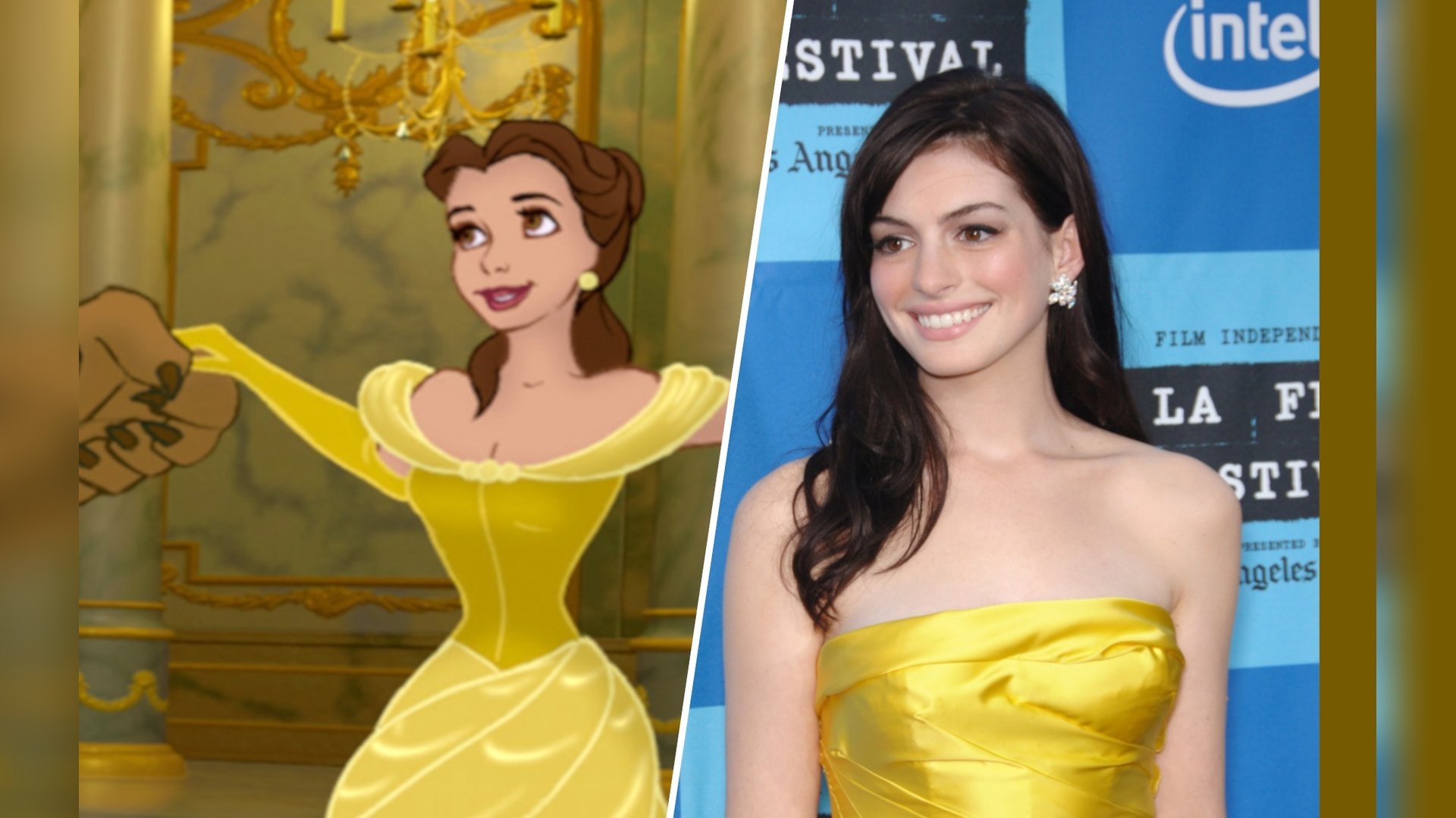 Im gelben Kleid könnte Anne Hathaway glatt als Belle aus «Die Schöne und das Biest» durchgehen. Auch andere Stars sehen bekannten Disney-Figuren verblüffend ähnlich.