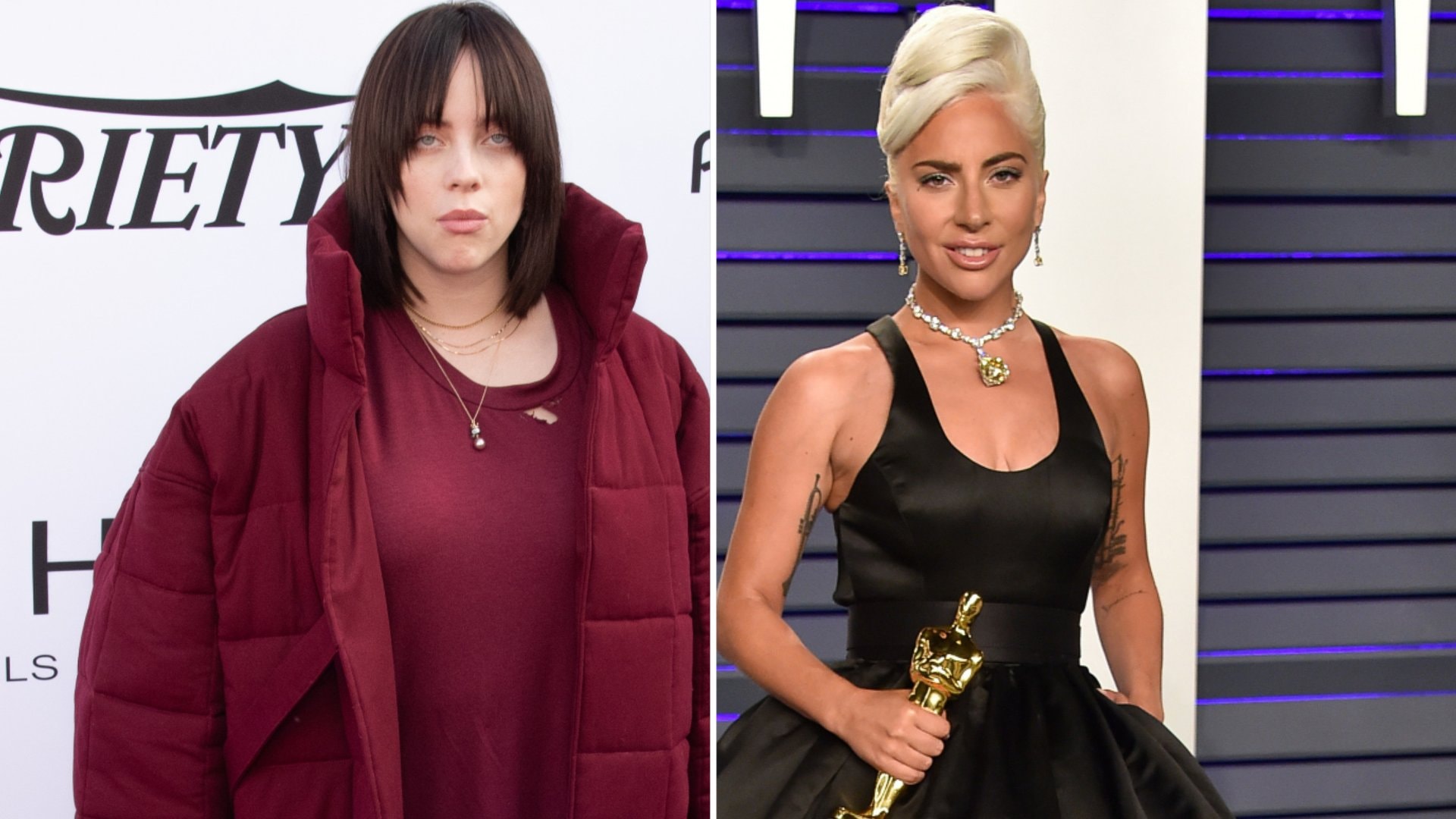 Ob Billie Eilish (l.) oder Lady Gaga: Viele Musiker haben schon einen Oscar erhalten. 2023 will Lady Gaga mit ihrem Song «Hold My Hand» aus dem Film «Top Gun: Maverick» erneut triumphieren. Aber auch Rihanna hofft mit «Lift Me Up» aus «Black Panther: Wakanda Forever» auf den begehrten Preis.