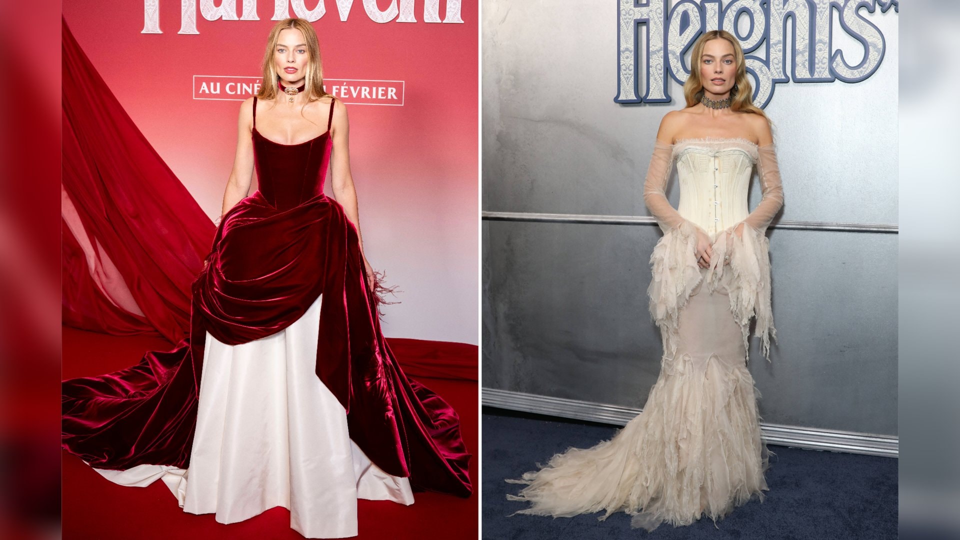 Mit romantischen und opulenten Roben liess Margot Robbie ihre Rolle der Catherine Earnshaw auf dem roten Teppich lebendig werden.