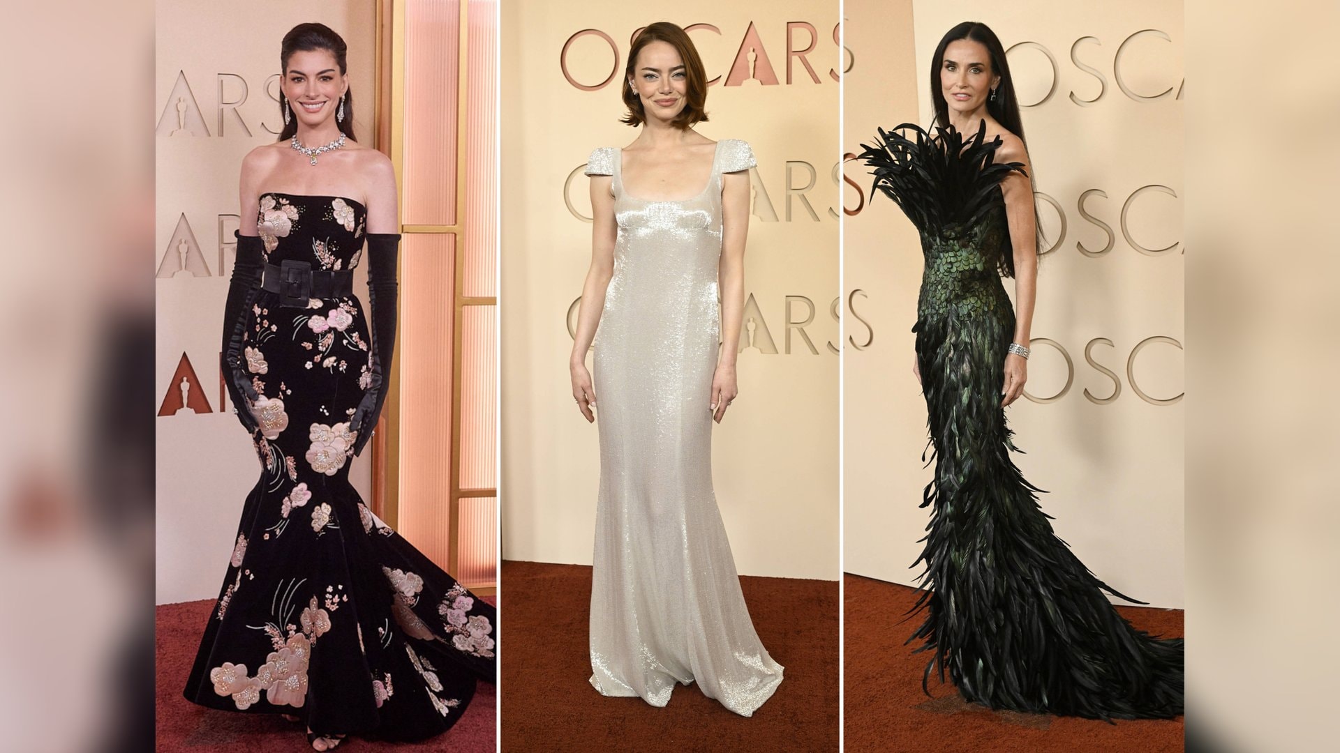 Anne Hathaway, Emma Stone und Demi Moore (v.l.n.r.): Sie alle bewiesen einmal mehr ihr Gespür für Mode.