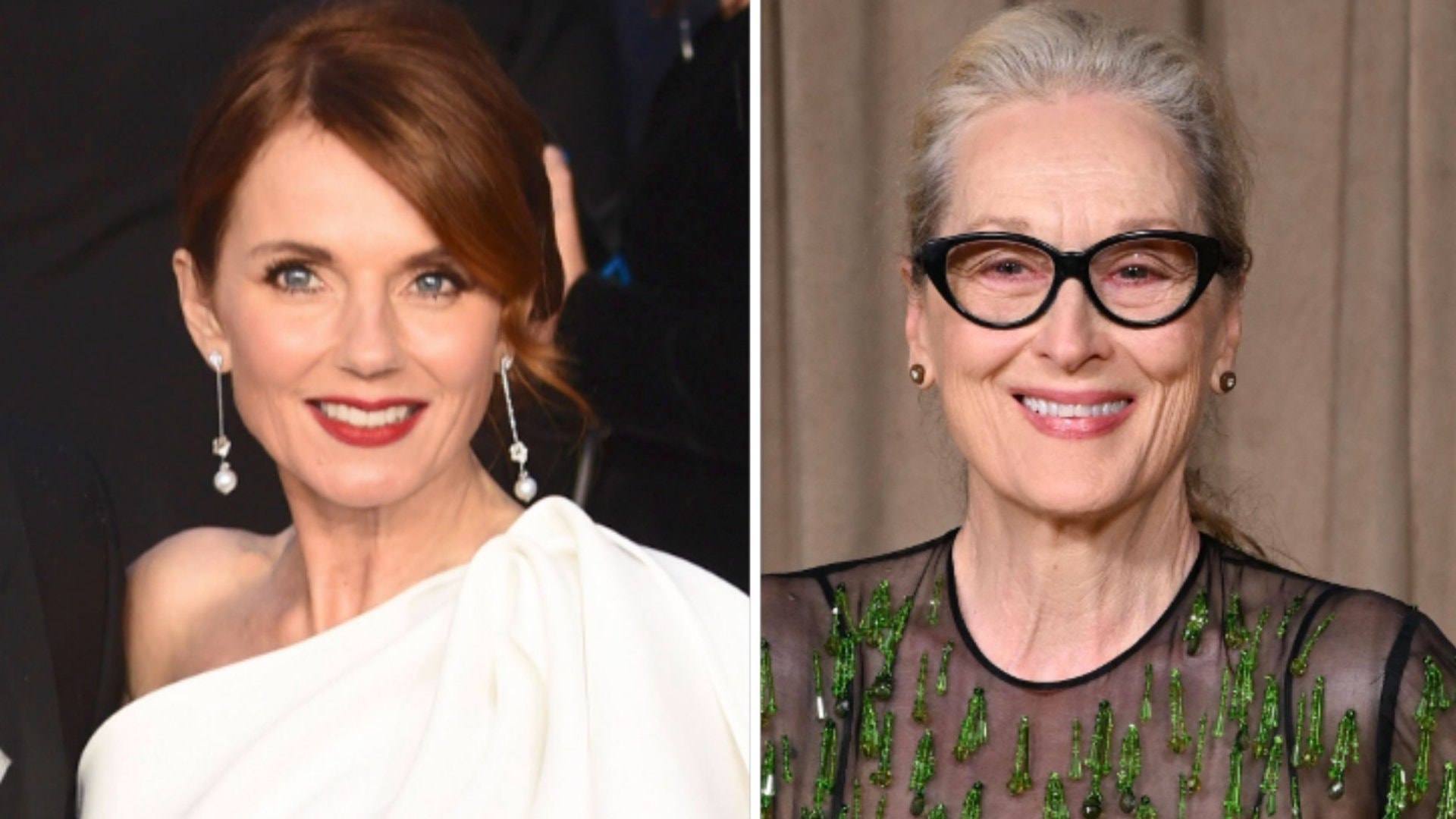 Meryl Streep (r.) singt für Geri Halliwell zum Geburtstag.
