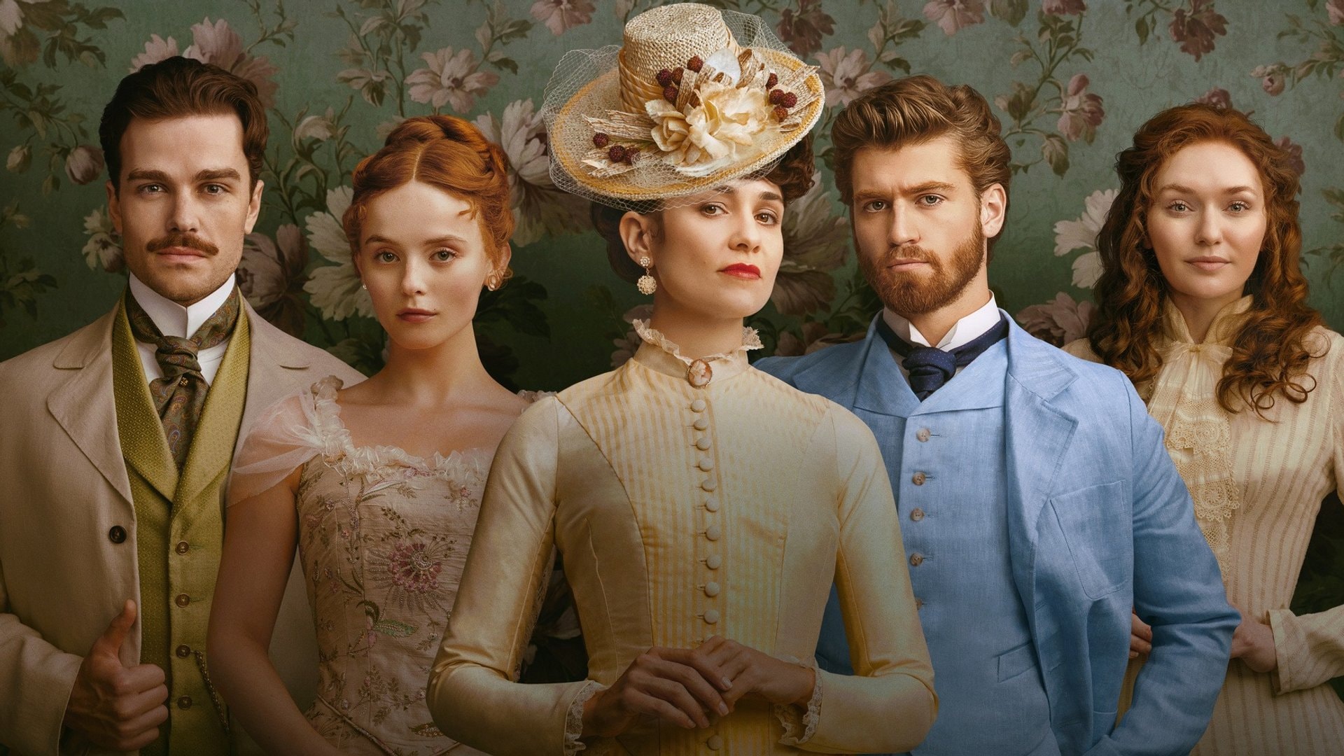 Die Hauptfiguren der Serie «The Forsytes - Familie verpflichtet» (v.l.): Soames Forsyte (Joshua Orpin), Irene Heron (Millie Gibson), Frances Forsyte (Tuppence Middleton), Jo Forsyte Jr. (Danny Griffin) und Louisa Byrne (Eleanor Tomlinson).