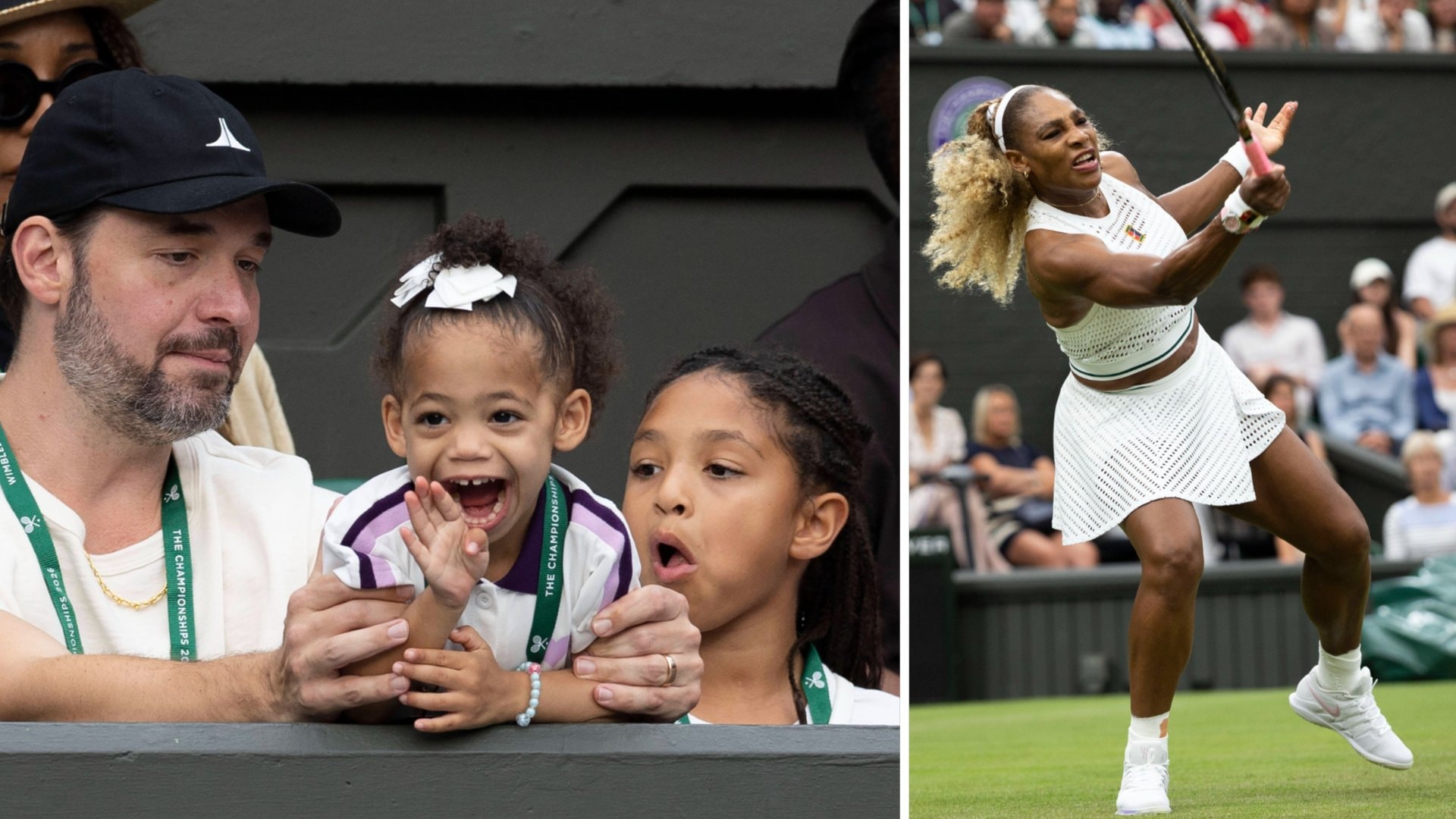 Ehemann Alexis Ohanian sowie die Töchter Adira und Olympia (re.) verfolgen das Comeback von Serena Williams.