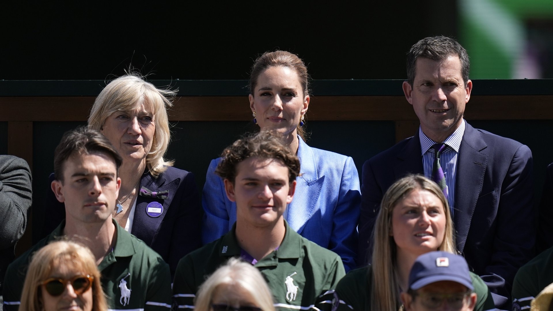 Prinzessin Kate neben Debbie Jevans (l.) und Tim Henman am vierten Wimbledon-Tag.